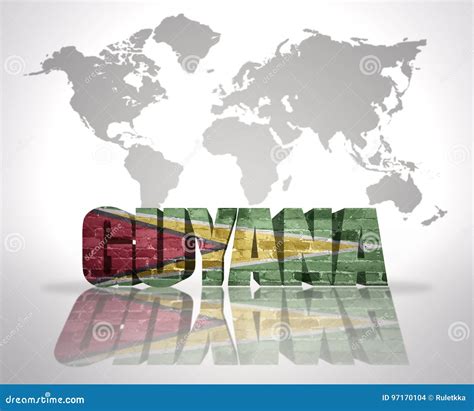 Word Guyana Op Een Achtergrond Van De Wereldkaart Stock Illustratie