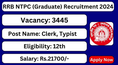 RRB NTPC 12th Level Recruitment 2024 3445 Posts Apply Now