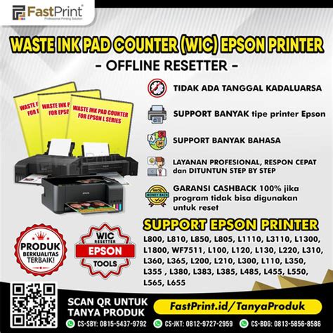 Jual Promo WIC Resetter Epson L120 L130 L220 L310 L360 L365 Free 1