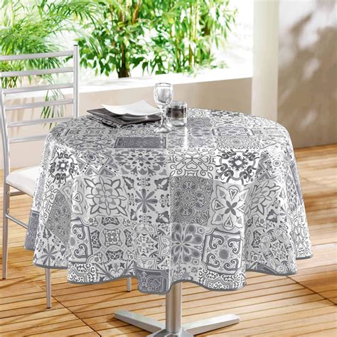 Home Direct Nappe Toile Cir E Pvc Ronde Cm Gris Clair Amazon Fr