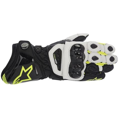 Racing Motorcycle Gloves Alpinestars Gp Pro White Black Yellow For Sale