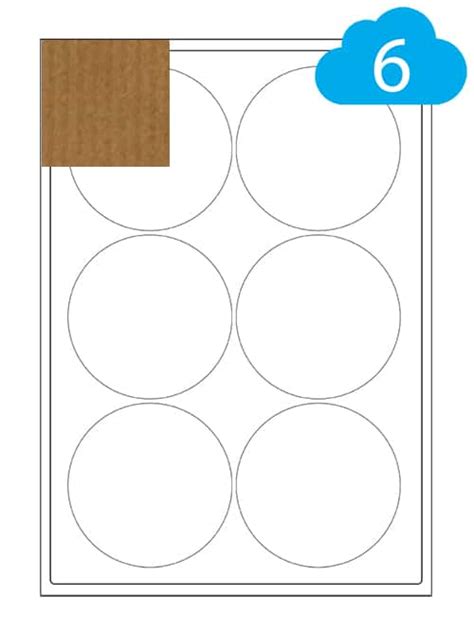 6 Round Brown Kraft Labels Per Sheet 88mm Circles Cl688brkr