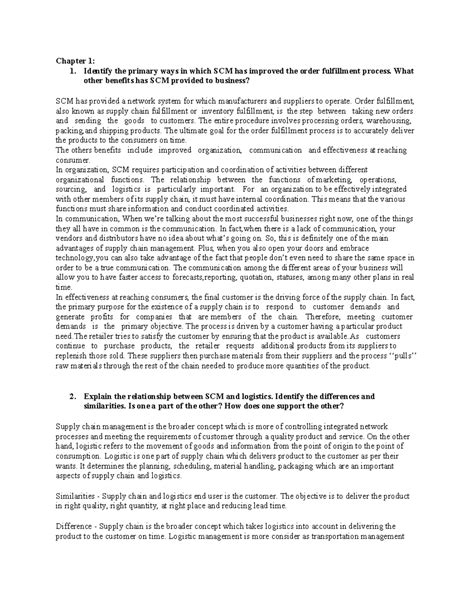 Supply Chain Management Insights: Key Concepts and Comparisons - Studocu