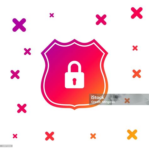 Color Shield Security With Lock Icon Isolated On White Background Protection Safety Password