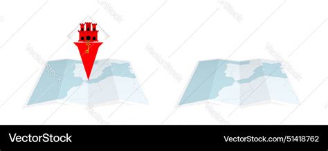 Two versions of an gibraltar folded map one with Vector Image