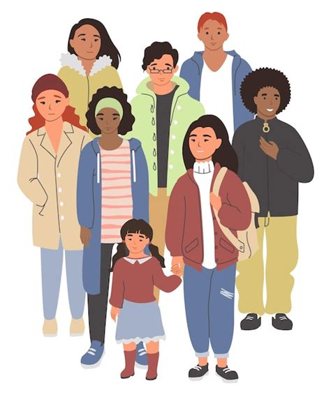 Premium Vector Multiracial People Group Of Different Age Vector