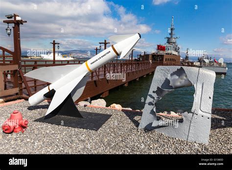 Unused missiles at the entrance of Ege and Piri Reis Museum Ships is a ...