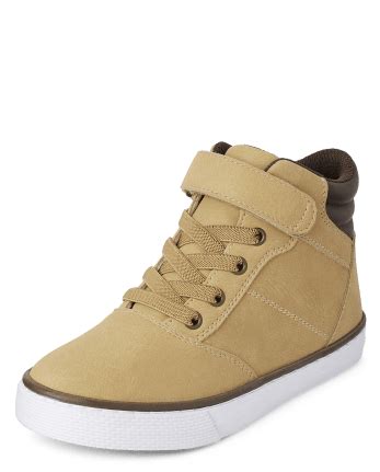 Boys Faux Leather Hi Top Sneakers | The Children's Place - TAN