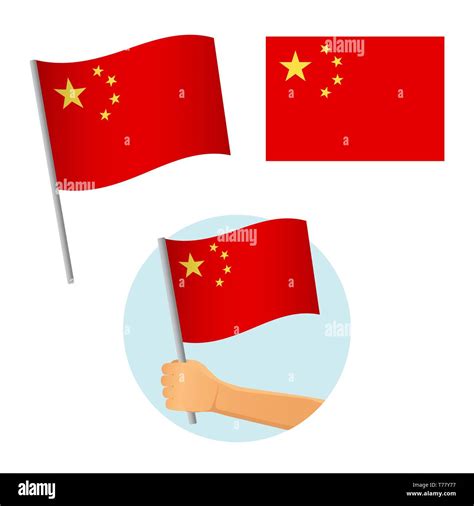 China Flag In Hand Patriotic Background National Flag Of China