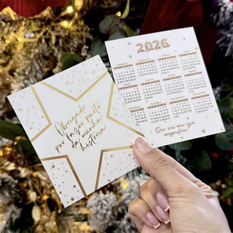 Postal Calendário Estrelas Hot Stamping Coleção Natal Luli Paper