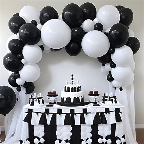 Premium AI Image | black and white balloon birthday decoration