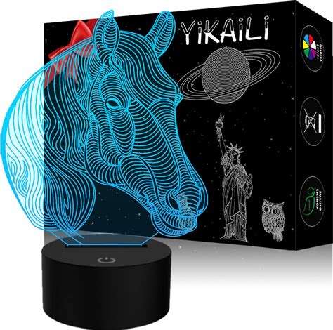 Yikaili D Cheval Lampe D Illusion Led Veilleuse Optique Lumi Re De