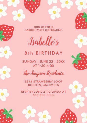 Strawberry Sweet To Be One St Birthday Invitation Zazzle Fiesta De