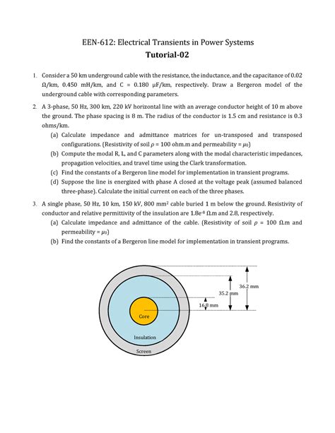 Tutorial 02 EEN 612 Electrical Transients In Power Systems Tutorial