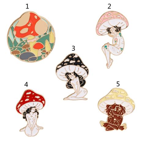 Seng Cute Enamel Brooch Pins Mushroom Girls Cartoon Mushroom Brooches For Backpack Sengbag Th