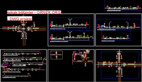 sokak bölümler dwg projesi Autocad Projeler