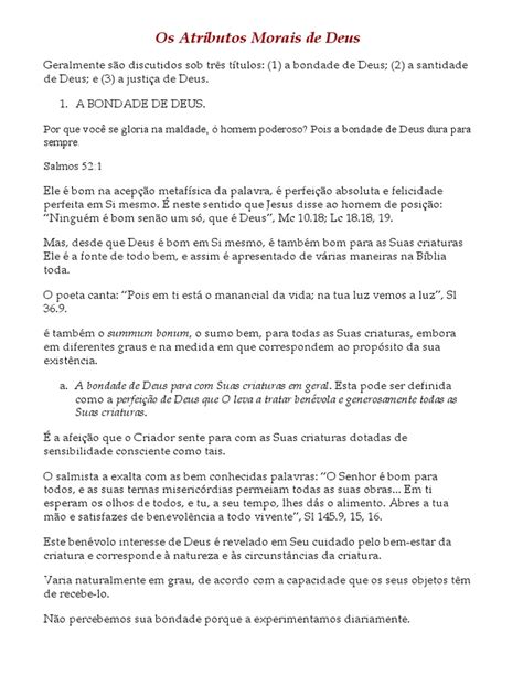 Atributos Morais De Deus - Os Atributos Morais de Deus Amor Graça | PDF | Santo | Amor