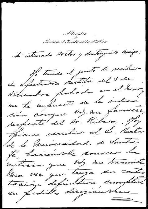 Carta de Rómulo S Naón Ministro de Justicia e Instrucción Pública a