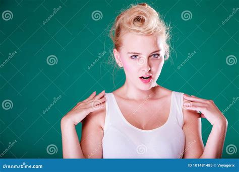 Angry Young Woman With Pin Up Hair Stock Image Image Of Digust Rude