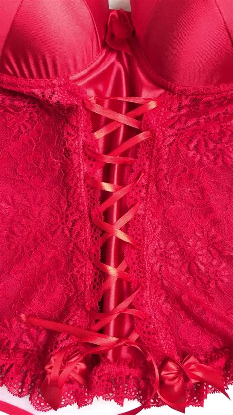 Lingerie Sensual Espartilho Vermelho Cetim Luxo Completo Parcelamento Sem Juros