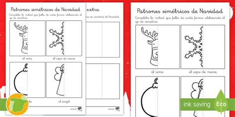 Fichas De Actividad Patrones Simétricos De Navidad