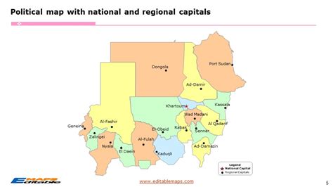 Sudan Map with 18 States - Editable PowerPoint Maps