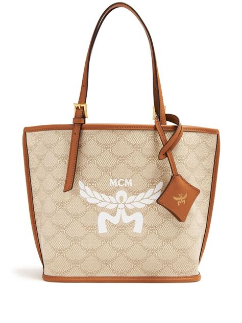 MCM Medium Himmel Lauretos Leather Tote Bag Farfetch