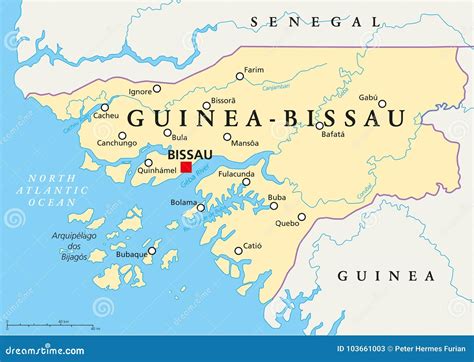 Guinea Bissau Map In D D Map With Borders Of Regions Stock