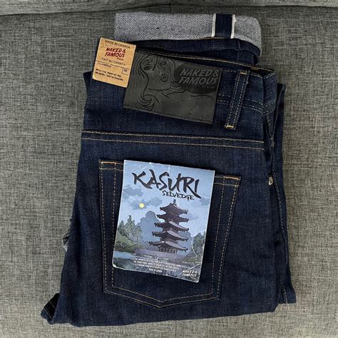 Naked Famous Kasuri Selvedge Weird Guy Size 32 Jeans Kepala Kain Men S Fashion Bottoms