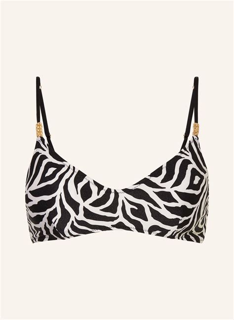 BANANA MOON COUTURE Bralette Bikini Top ZEBRAS PLAGO In Creme Schwarz