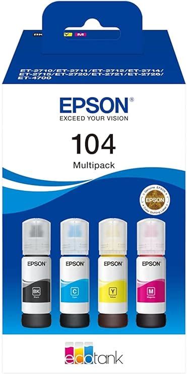 Epson Multipack 104 EcoTank Bouteilles D Encre D Origine 4 Couleurs