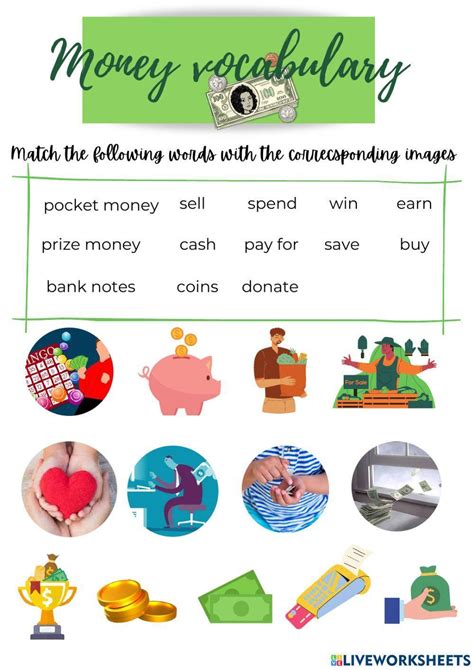 Money Vocabulary Activity For Pre Intermediate Live Worksheets