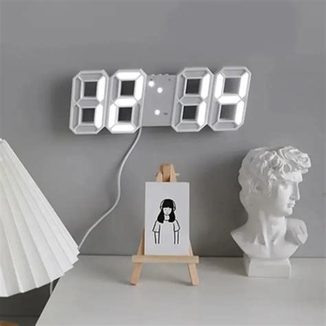 Настенный 3D LED будильник с датой и температурой | AliExpress