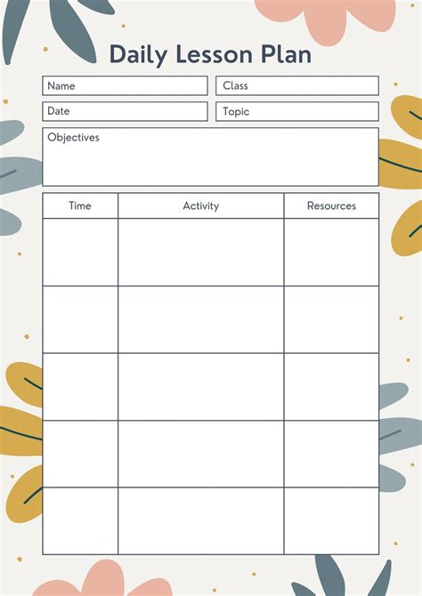 Free Free Printable Lesson Plan Book Template Download Free Free