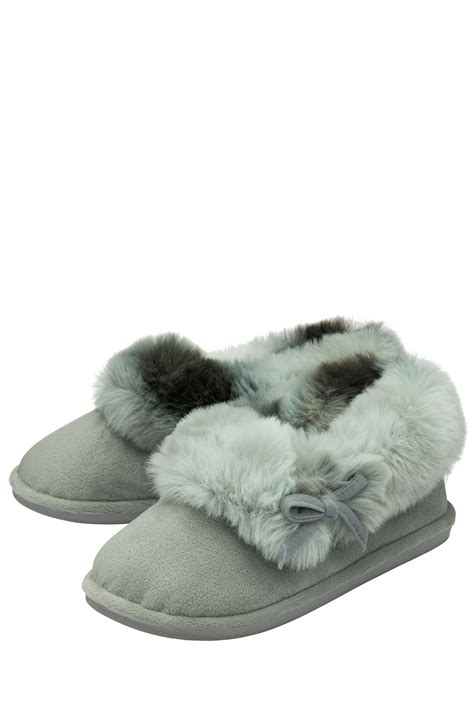 Buy Dunlop Grey Ladies Faux Fur Full Slippers From The Next Uk Online Shop