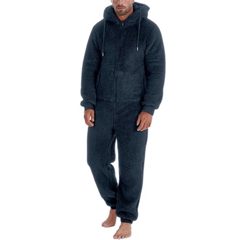 Adult Hooded Onesie Pajamas Non-Footed One Piece Sleepwear for Men