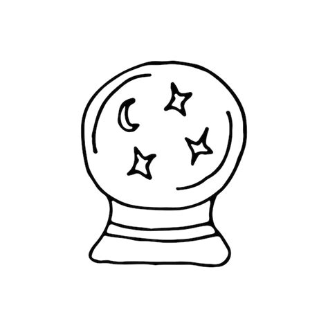 Premium Vector Crystal Magic Ball Predictions And Magic Doodle Vector