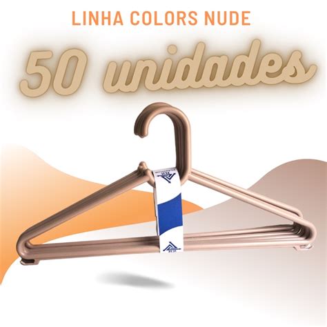 Cabide Adulto Plástico Colorido Nude 50 unidades LINHA COLORS Shopee Brasil
