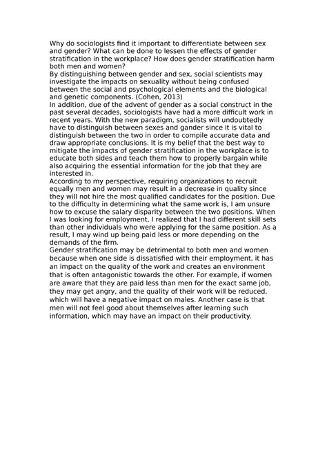3 Discussion Forum Unit 3 Why Do Sociologists Find It Important To Differentiate Between Sex