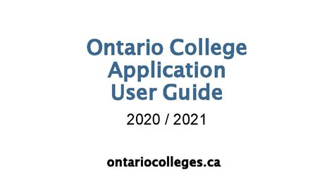 Ontario College Application User Guide 2020 2021 Ontariocolleges