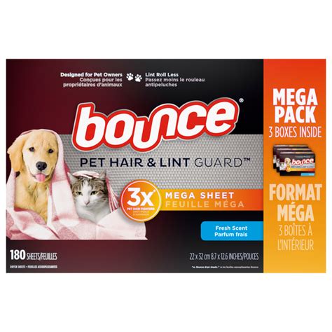 Save On Bounce Pet Hair And Lint Guard Fresh Scent Mega Dryer Sheets