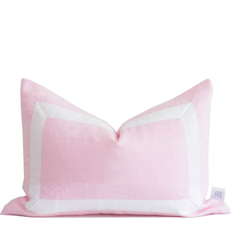 Light Pink Organic Linen Pillow Cover with White Ribbon Trim – Lo Home