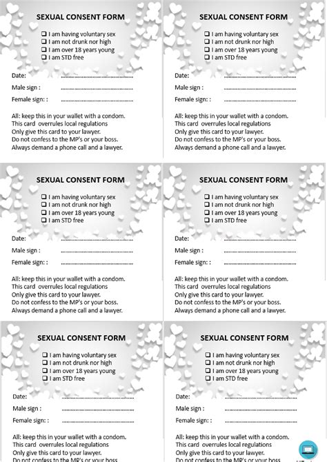 Sexual Consent Form Pocket Size Templates At Free Download Nude Photo Gallery