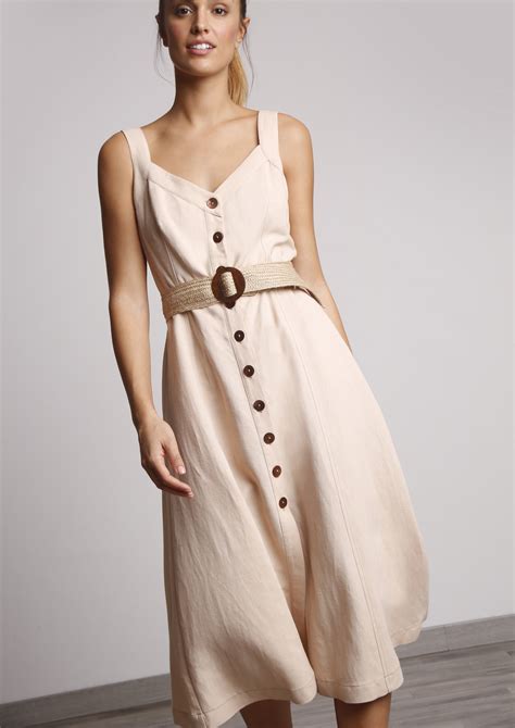 Beige shirt dress with low back