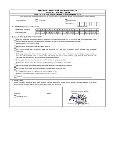 Formulir Pencabutan Pengukuhan Pkp Pdf