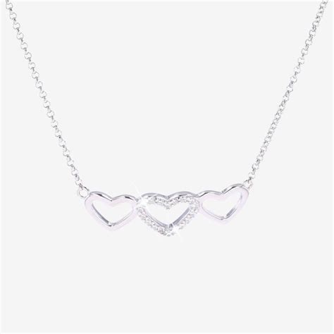 Silver Triple Heart Necklace Warren James