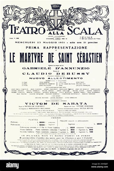 The Poster For Opening Of Le Martyre De Saint Sebastien By