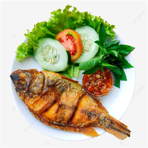 Ikan Goreng Dengan Sayuran Ikan Goreng Goreng Makanan Png Transparan