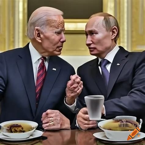 Satirical Image Of Putin And Biden Having Tea On Craiyon