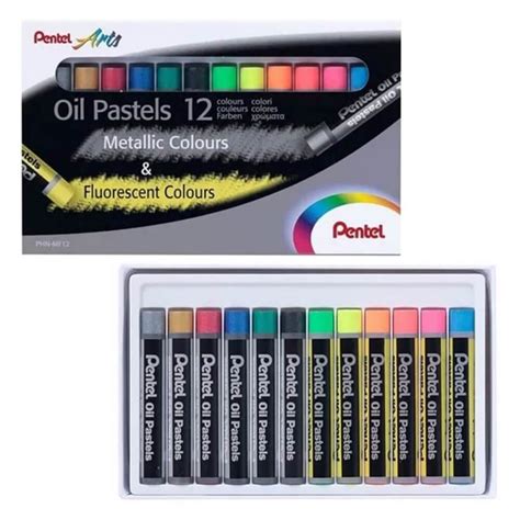 Giz Pastel Oleoso Pentel Arts 6 Cores Neon 6 Cores Metalicas Pentel